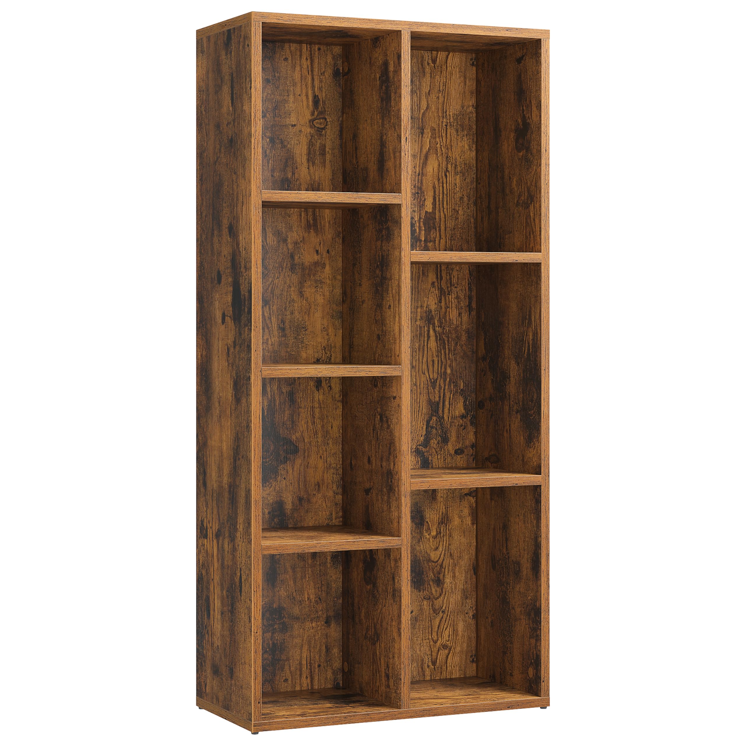 VASAGLE Bücherschrank, Bücherregal, mit 7 Fächern, Büroregal, Würfelregal, Standregal, für Wohnzimmer, Schlafzimmer, Büro, Kinderzimmer, vintagebraun LBC27BX