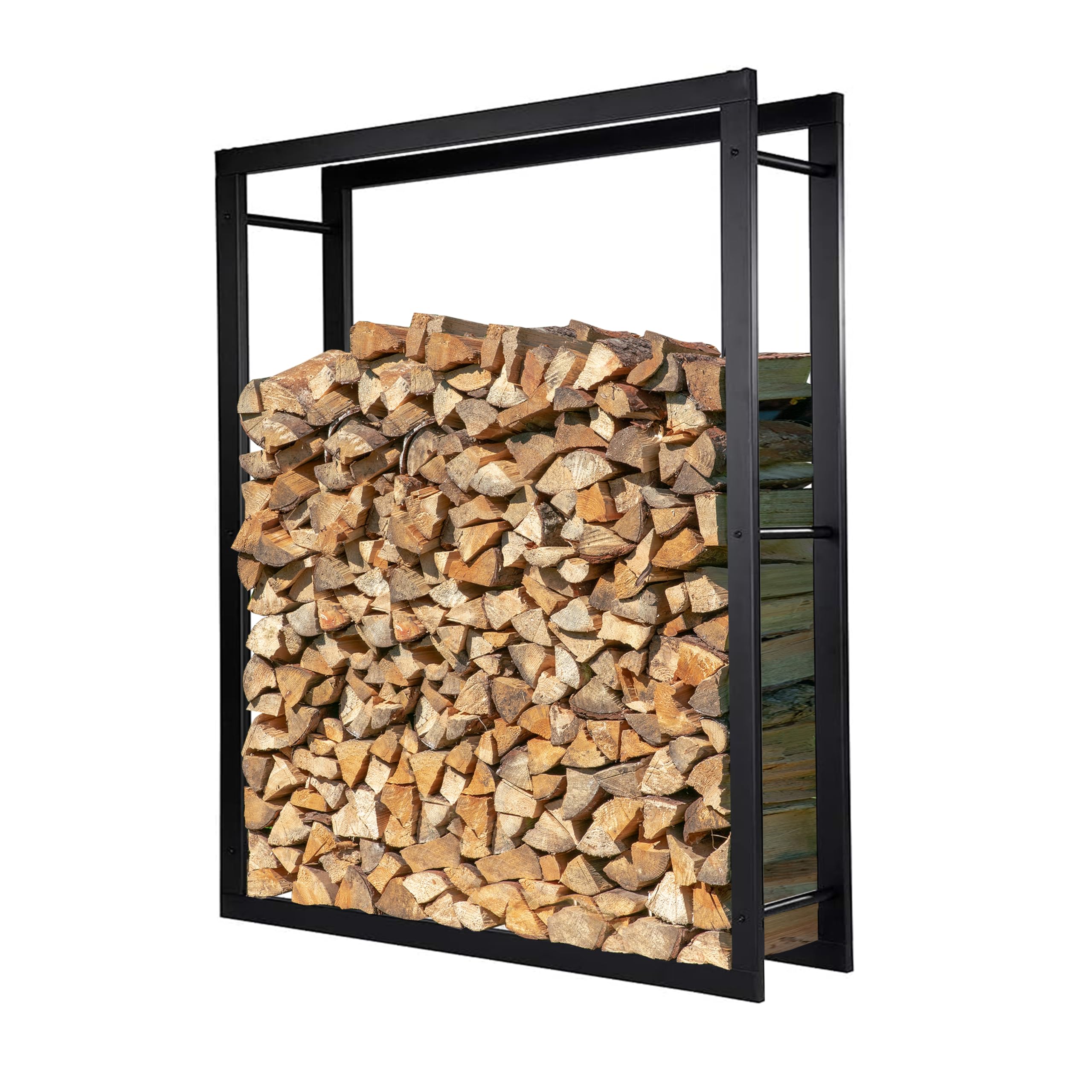 Loywe Estantería de metal para guardar leña de chimenea, para interior y exterior, color negro