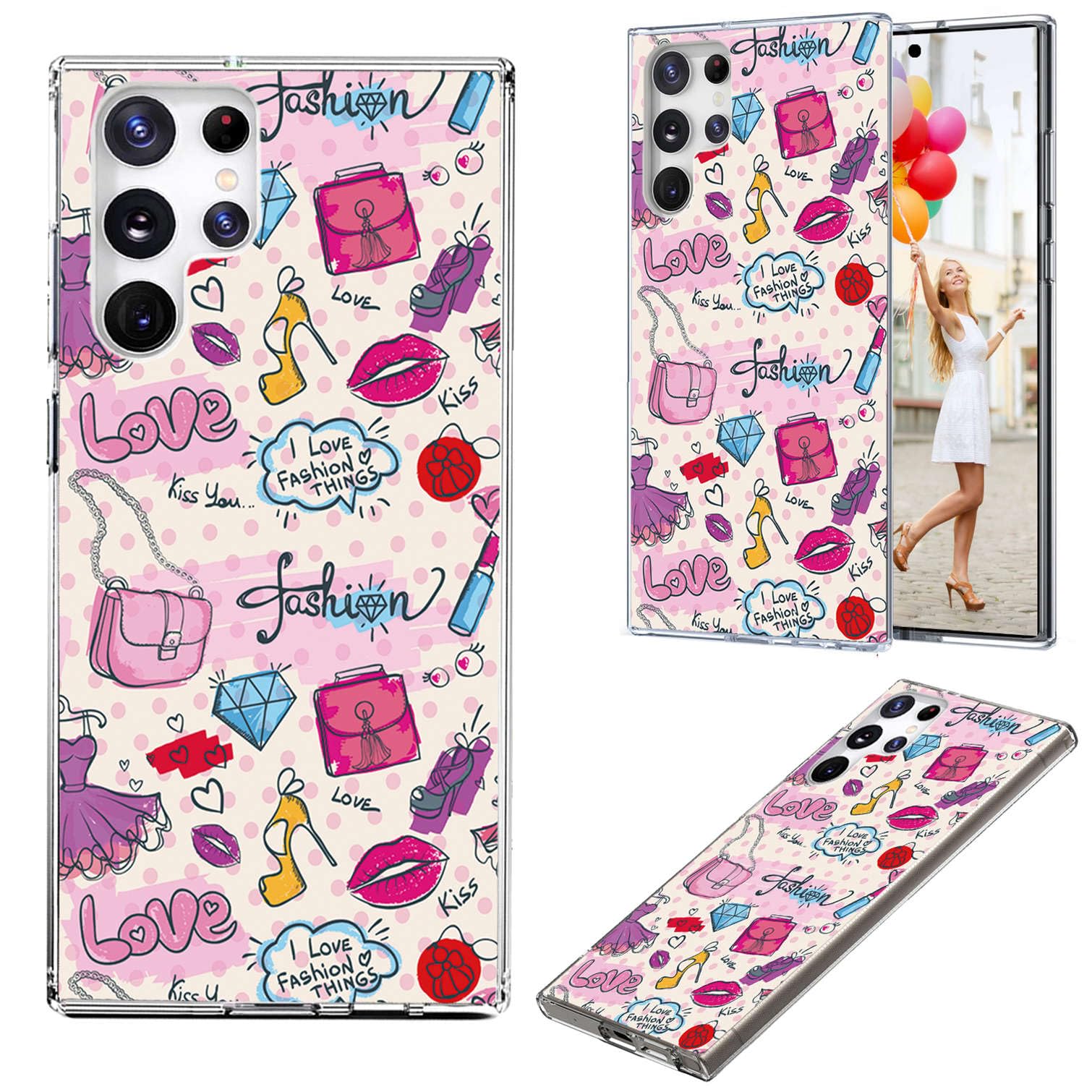 AKORAVO for Samsung Galaxy S24 Ultra Case for Girl Women, Full Protective Shockproof Slim Soft TPU Clear Phone Cover Cases for Galaxy S24 Ultra,