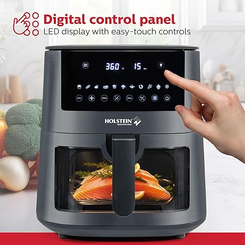 Miniatura 5 de Holstein Housewares Freidora de aire digital de 7.6 cuartos de galón con ventana de visualización y pantalla LED con 7 opciones preestablecidas.
