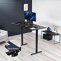 Vista 2 de VIVO DESK-KIT-E2B1B - Escritorio eléctrico de pie con motor doble, ajuste de altura de memoria, serie E2B, marco negro superior negro, DESK-KIT-E2B1B