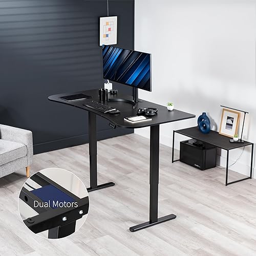 Miniatura 2 de VIVO DESK-KIT-E2B1B - Escritorio eléctrico de pie con motor doble, ajuste de altura de memoria, serie E2B, marco negro superior negro, DESK-KIT-E2B1B