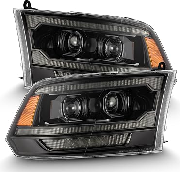 AlphaRex 09-18 Ram 2500 LUXX LED Proj Headlight Plank Style Alpha Blk w/Activ Light/Seq Signal/DRL