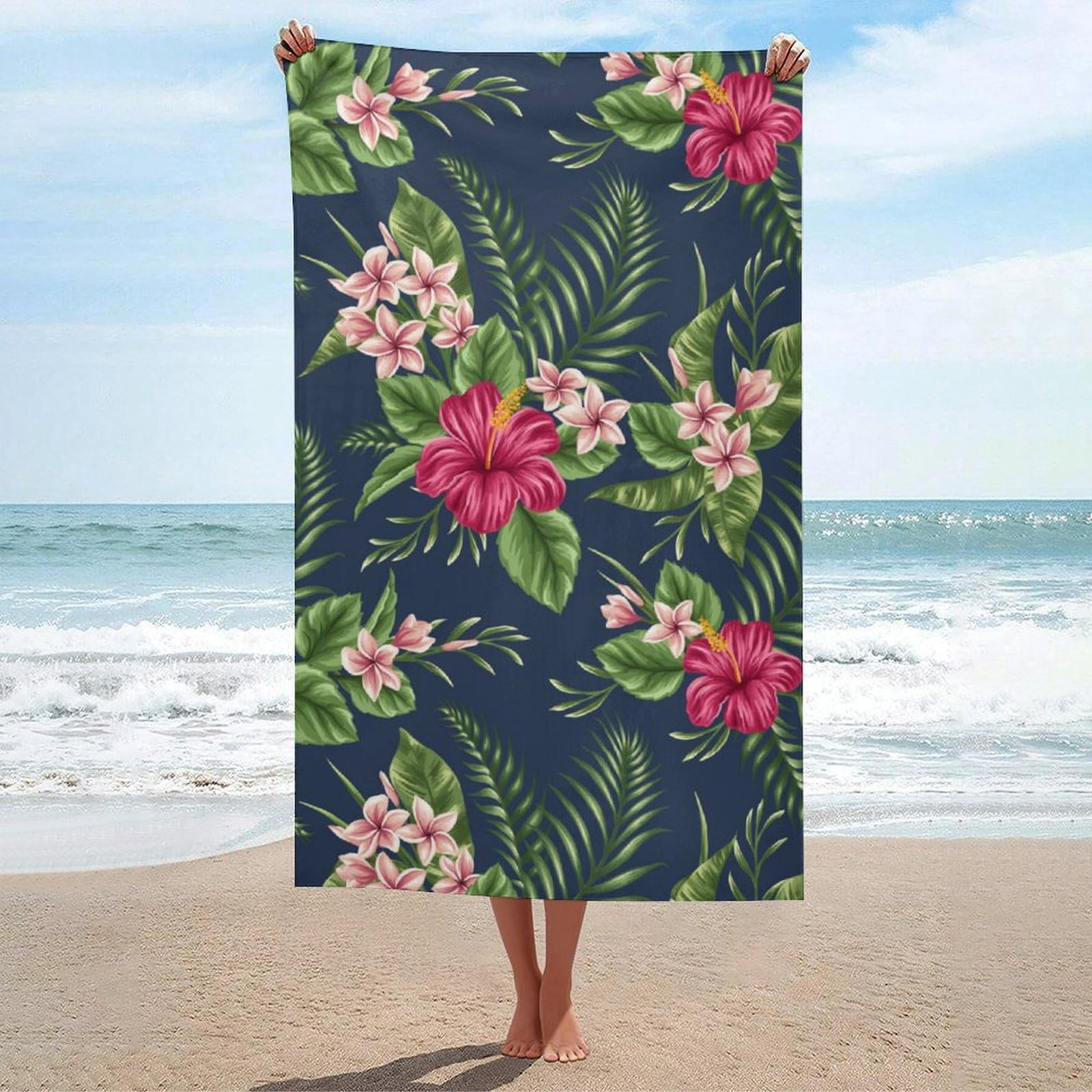 LEDFCVSU Beach Towel, Flower Bath Towel, Absorbent Towel for Swimming, Sports, Travel