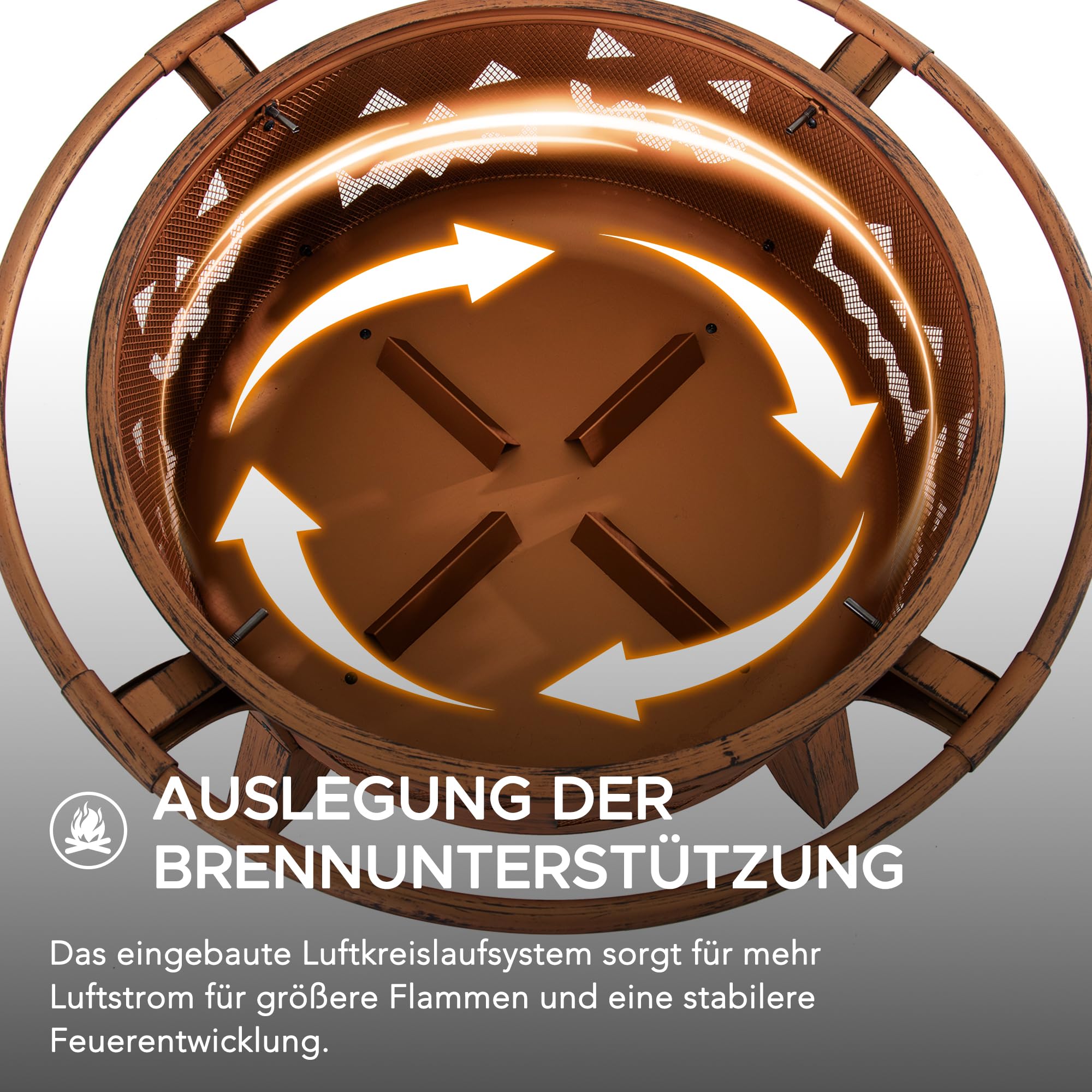 SUNJOY 76 cm Feuerstelle Outdoor Holzfeuerstelle Terrasse Jack-o-Lantern Motiv Runde Stahl Große Feuerstellen für Draußen mit Funkenschutz und Schürhaken
