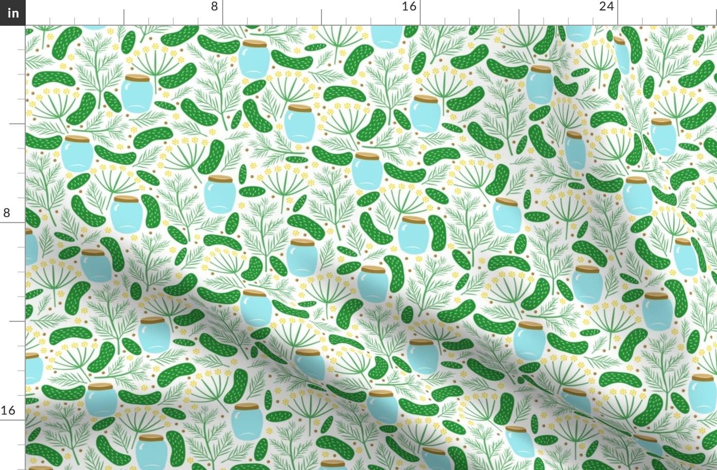 Spoonflower Fabric - Pickles Pickle Food Floral Nature Flowers Pickled Cucumbers Jars Printed on Organic Cotton Sateen Fabric by The Yard - Sewing Quilting Apparel Home Decor