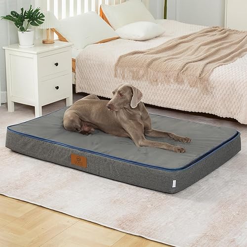 Vista 24 de Cama grande para perros de espuma viscoelástica, camas ortopédicas de 4 pulgadas de grosor para perros grandes, cama impermeable para perros