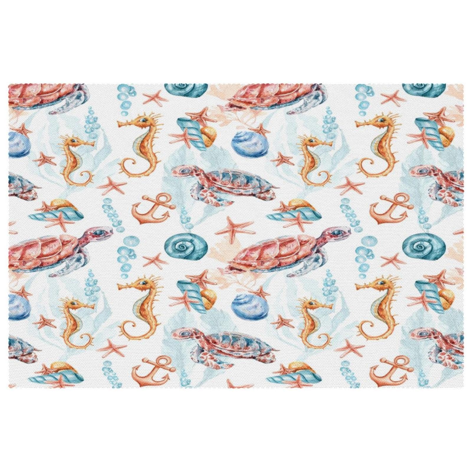 Set de table tortue de mer résistant chaleur lot 6 grand tapis table salle à manger antidérapant