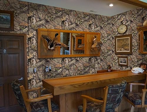 Mossy Oak Graphics Papel tapiz de camuflaje para despegar y pegar, sin desorden, rollos de 26" x 107" pulgadas, cubre 19.3 pies cuadrados, muchos