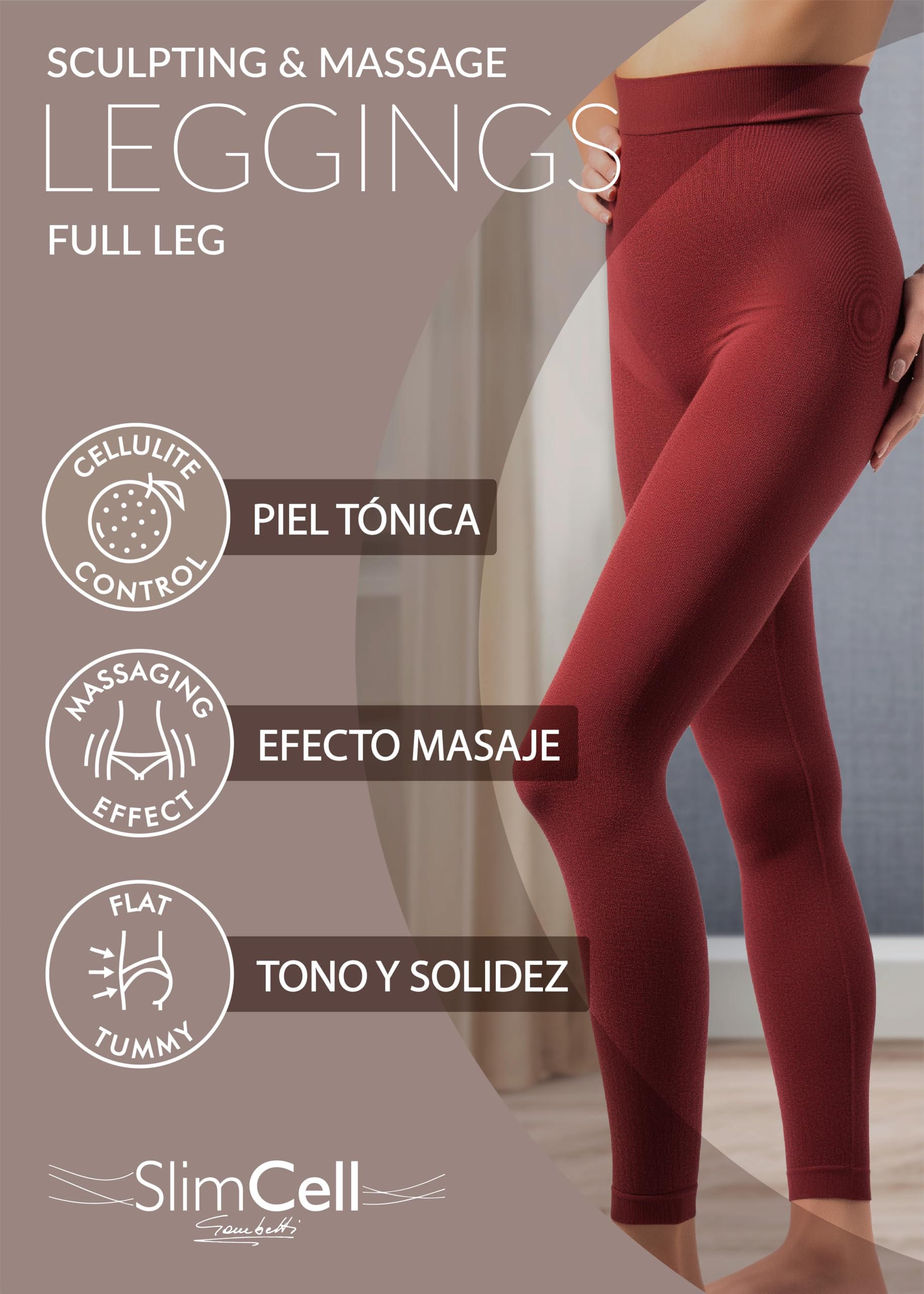 SLIMCELL Leggins Anticeluliticos Mujer Cintura Alta – Fajas Reductoras Mujer Abdomen Adelgazante, Push Up Glúteos, Mallas Deportivas Compresivas Vientre Plano, Ropa Fitness - Made in Italy