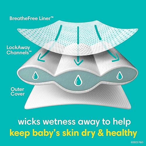 Miniatura 4 de Pampers Swaddlers - Pañales desechables para bebé, talla 8, suministro de un mes (76 unidades) con toallitas sensibles a base de agua, 6 paquetes