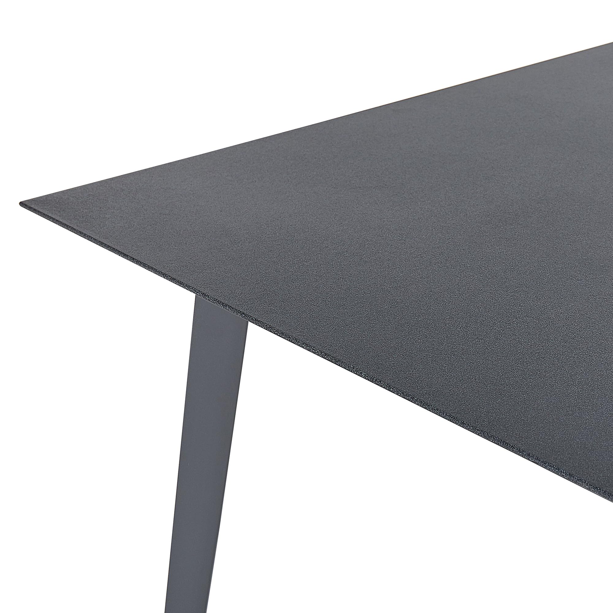 Beliani Gartentisch Aluminium Glasplatte Steinoptik rechteckig 140x80 cm grau Mileto