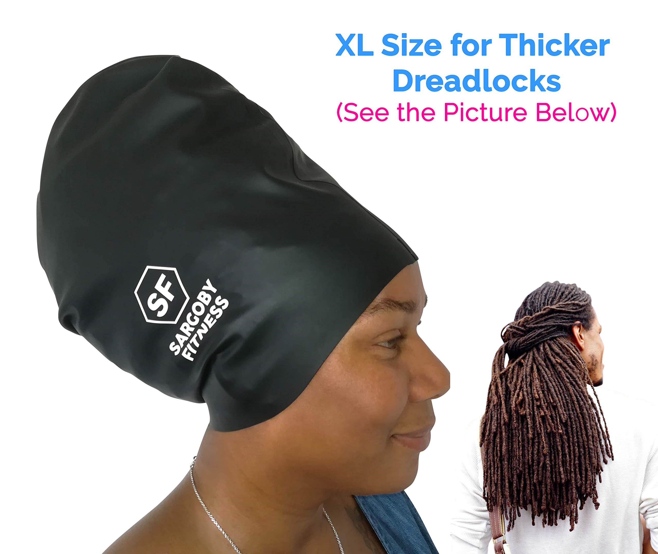 Sargoby Fitness Swimming Cap braids for Long Hair Dreadlocks Dreads or