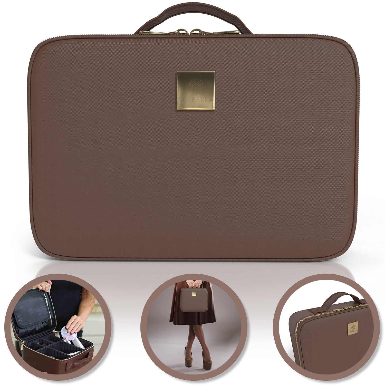 Deluxe Makeup Organizer Bag | Traveling Cosmetic Storage Box with Easy Adjustable Dividers | Perfect Carrying Case for Travel or In House Organizing | Multiple Compartments for Makeup, Jewelry & More