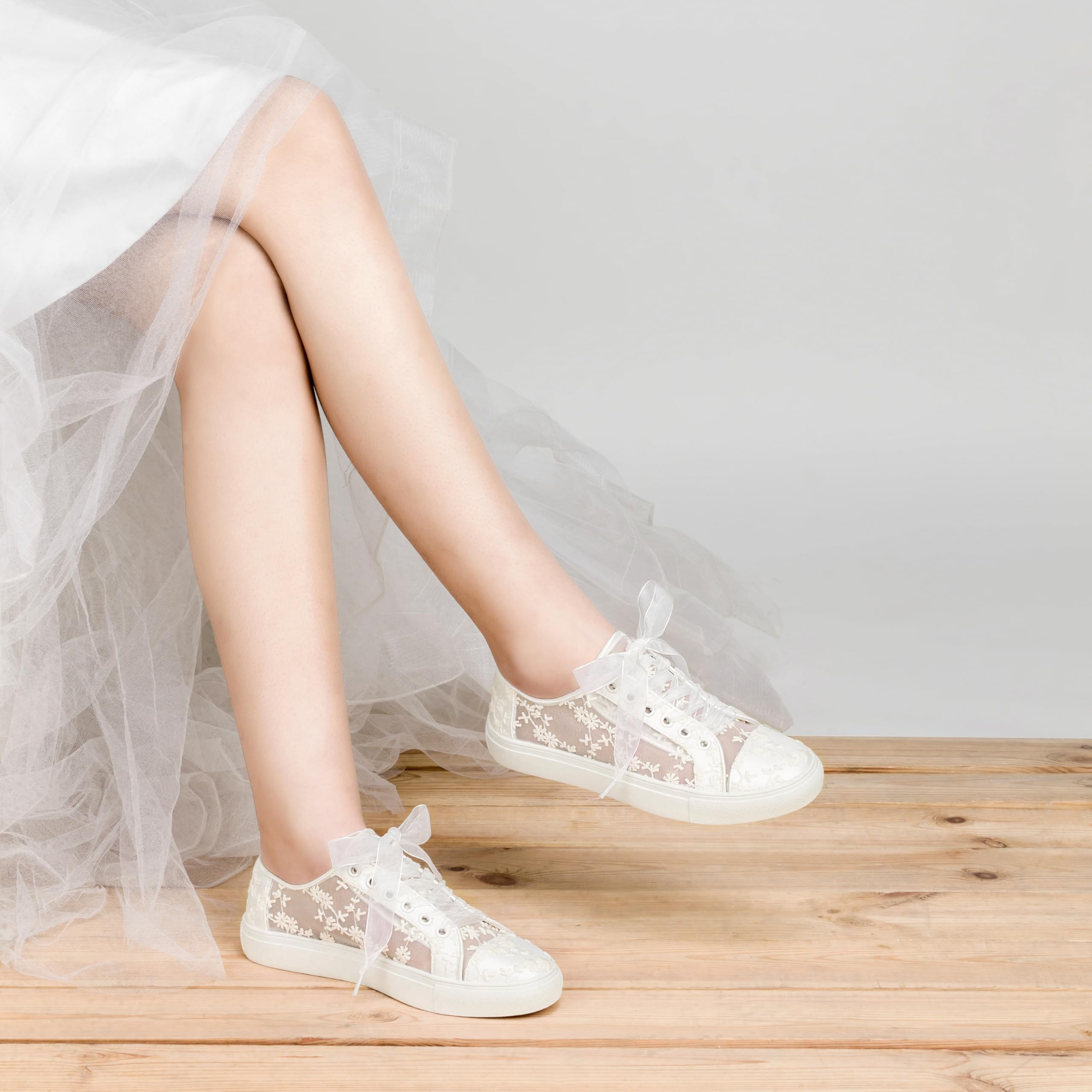 JIAJIA 8835 Zapatos de Boda Zapatillas de Novia Planas Tenis de Novia Zapatillas de Encaje - Personalización Disponible