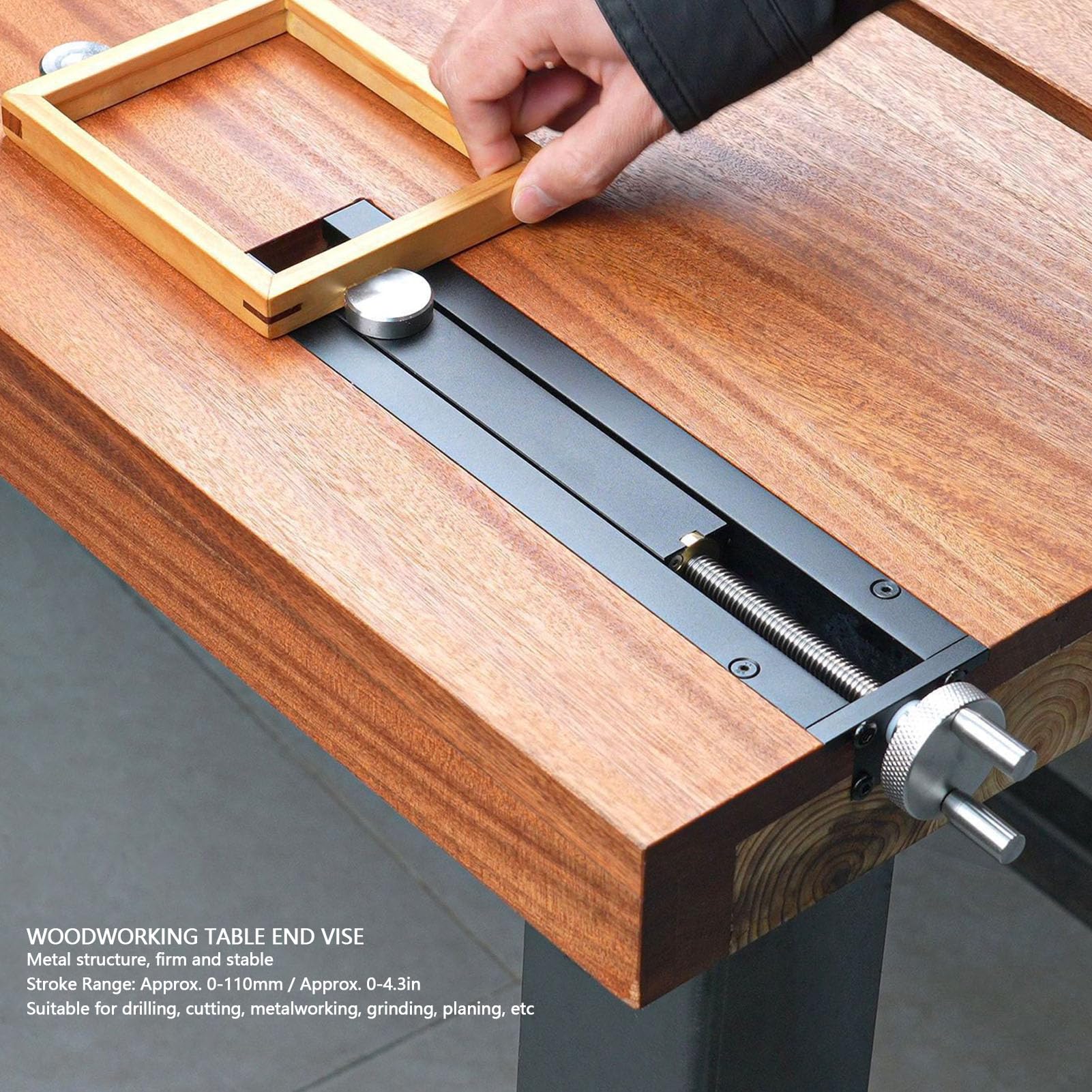 FTVOGUE Imadło Ogonowe do Obróbki Drewna, Skok od 0 do 110 Mm | 12,99 x 2,56 x 1,14 cala, stop aluminium, otwór 20 mm, szybka zmiana biegów, gładkie mocowanie pokrętłem ręcznym, warsztat