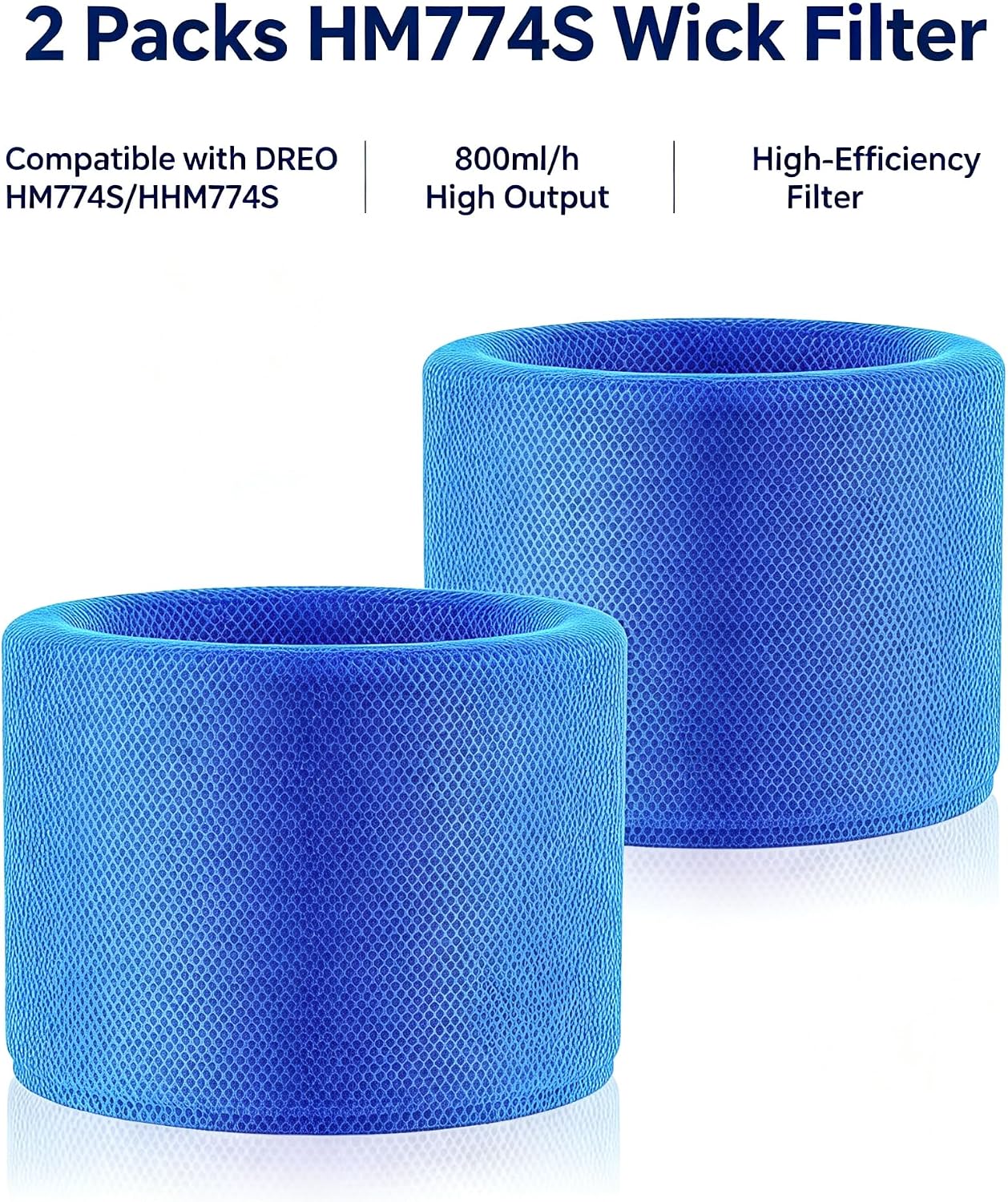 2 Packs HM774S Wick Filter, Compatible with DREO Smart Evaporative Humidifier HM774S/HHM774S, 800ml/h High Output for Large Room Up to 1000ft², High-Efficiency Filter for Bedroom Home Office