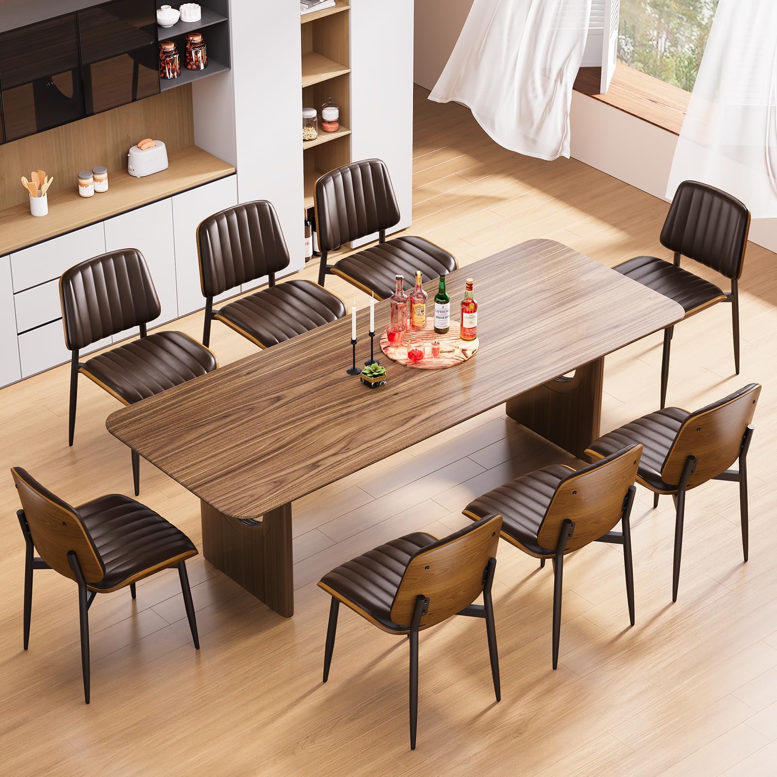 YaFiti Dining Chairs Set of 8, Mid Century Modern PU Leather Kitchen Chairs