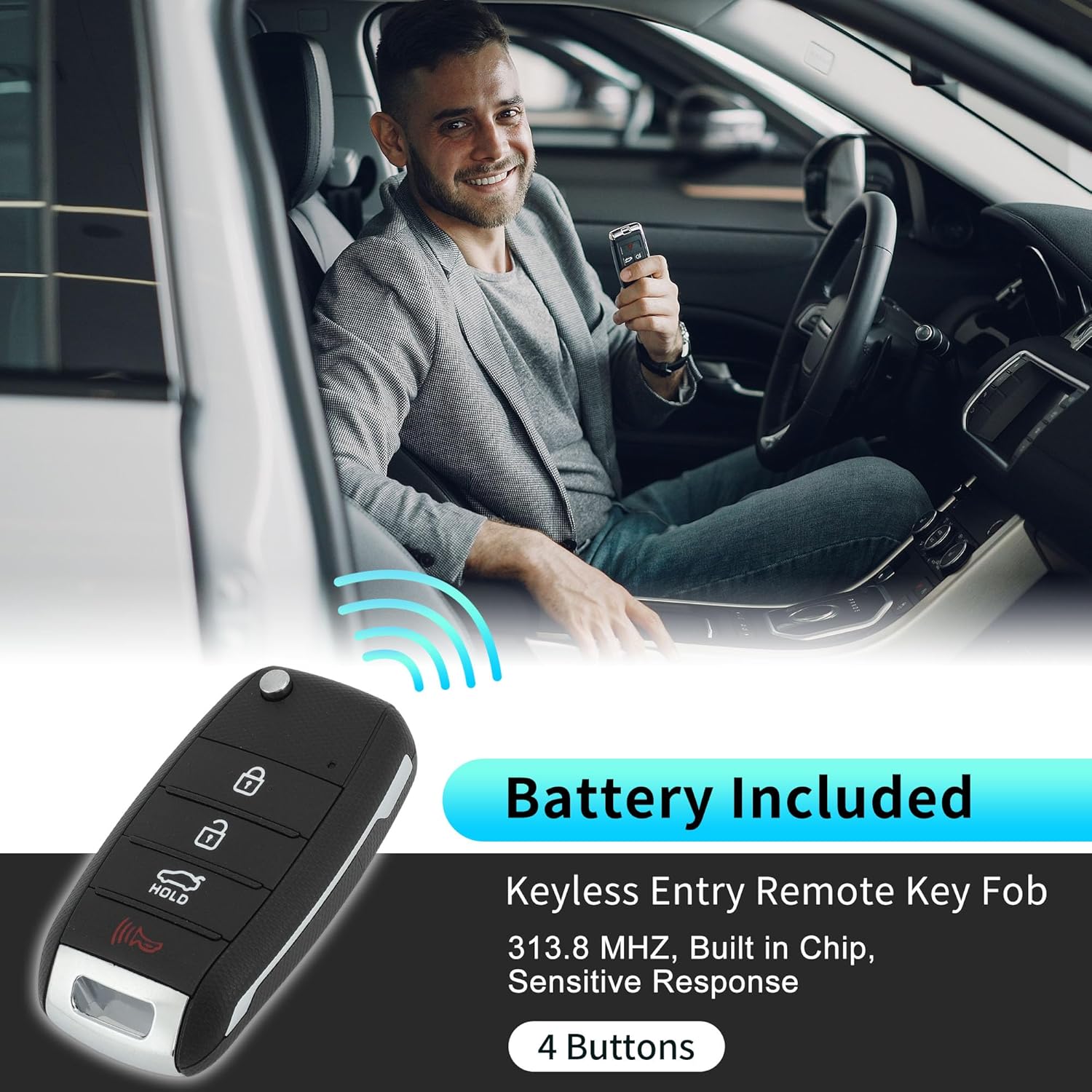 X AUTOHAUX OSLOKA-870T 313.8MHz Replacement Keyless Entry Remote Smart Key Fob for Kia Forte 2013-2016 for Kia Forte5 Koup 2014-2016 No.95430-A7400 4 Buttons