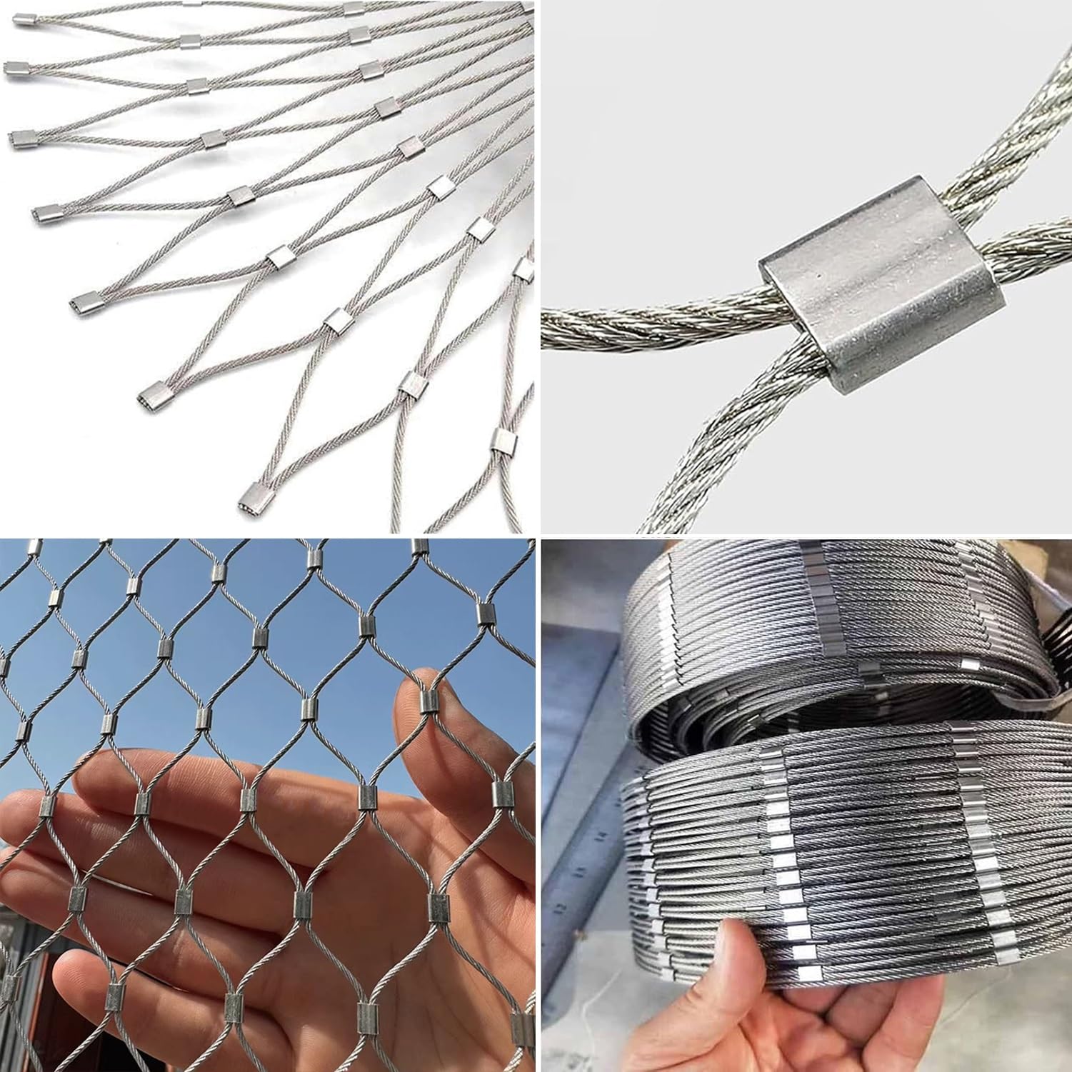 Barrera de Seguridad Flexible con Cable de Acero Inoxidable para Vallas de jardín, protección contra caídas Desde Gran Altura, Sistema de barandilla Exterior Duradero, Malla de Alta resisten