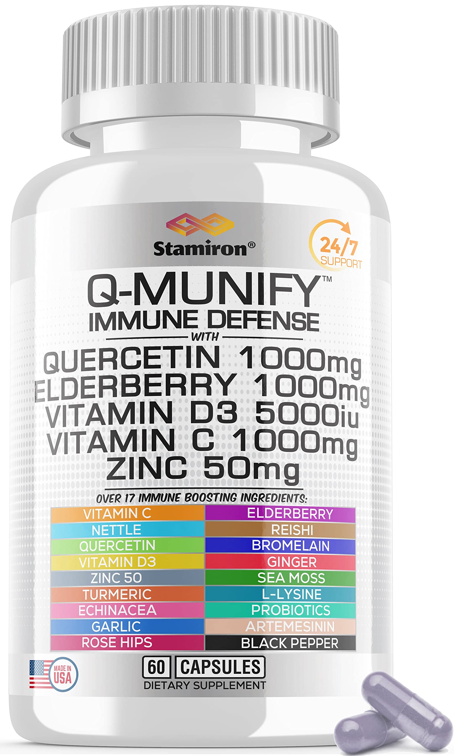 Quercetin Zinc Vitamin C Bromelain Supplement Immune Support Defense w