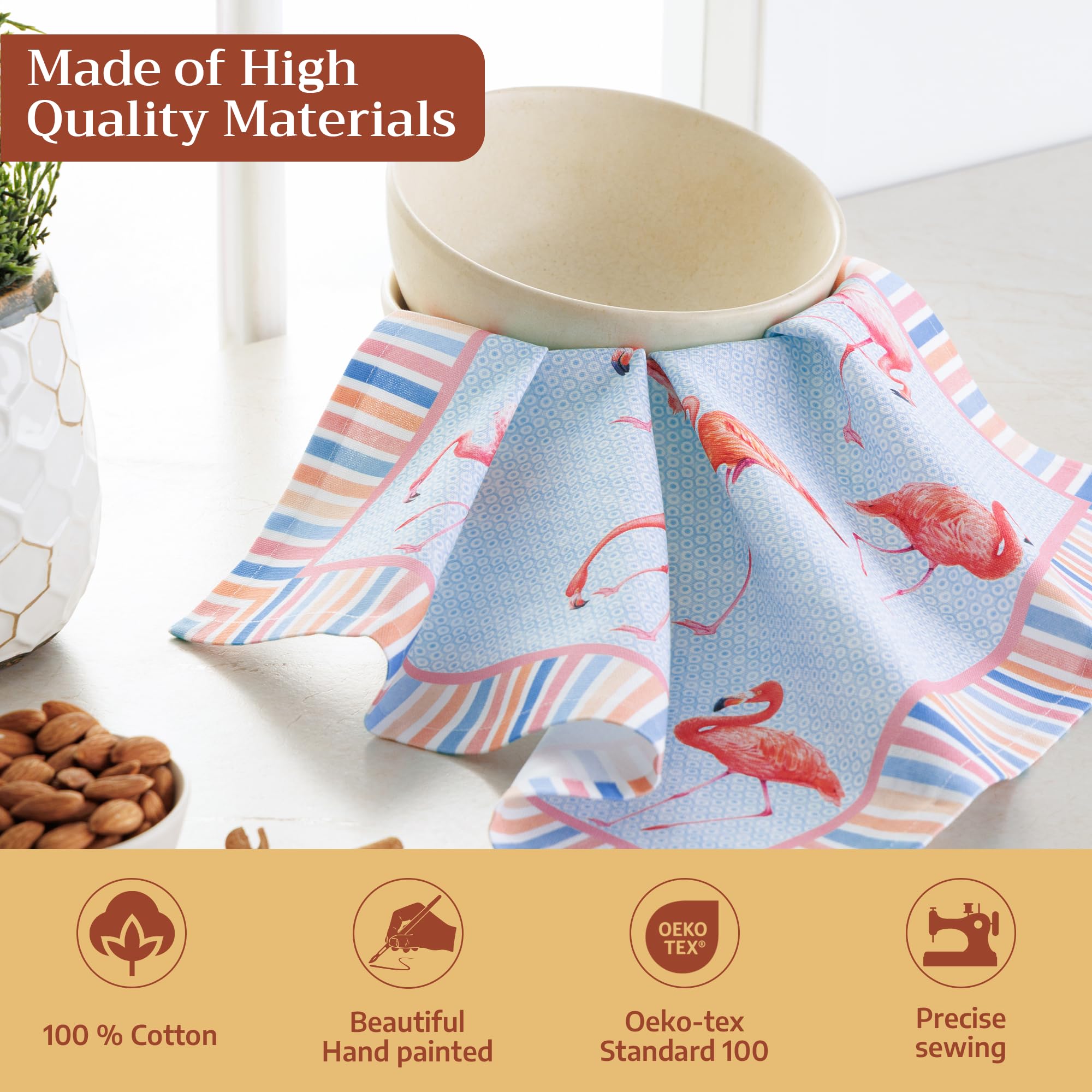 Maison d' Hermine Juego de 4 servilletas cuadradas de tela 100% algodón, suaves y duraderas, reutilizables para uso diario, lavables, cenas, cócteles, bodas, restaurantes (Flamingo Love, 45.7 x 45.7