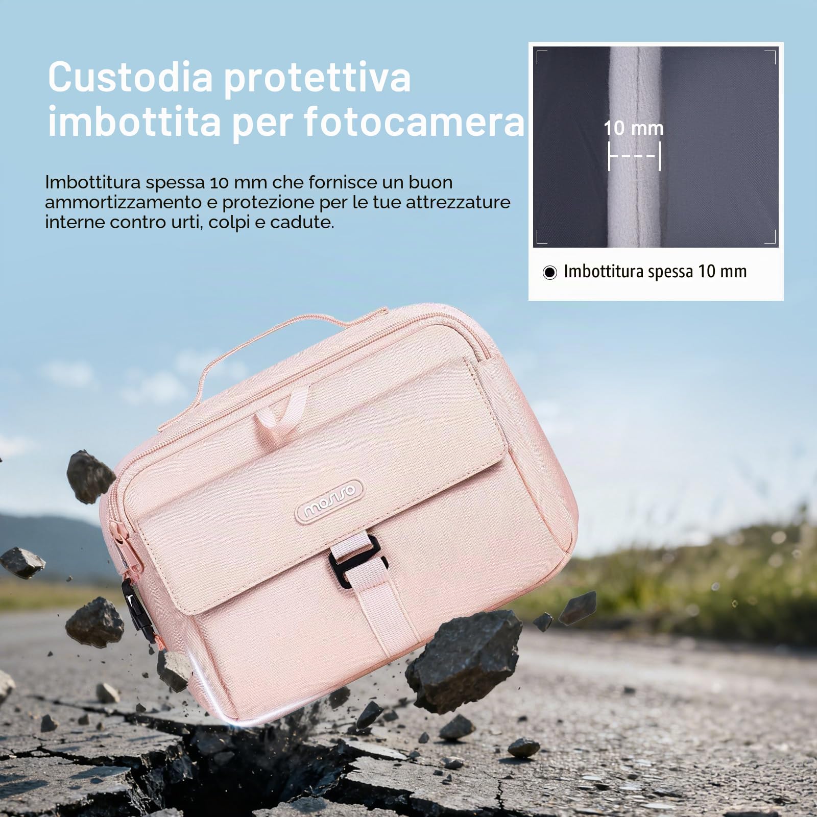 MOSISO Borsa a Tracolla Fotocamera per DSLR/SLR/Mirrorless, Borsa | Fotografia Imbottita Compatta con Copertura Antipioggia Compatibile con Canon/Nikon/Sony Fotocamere&Obiettivi,Rosa
