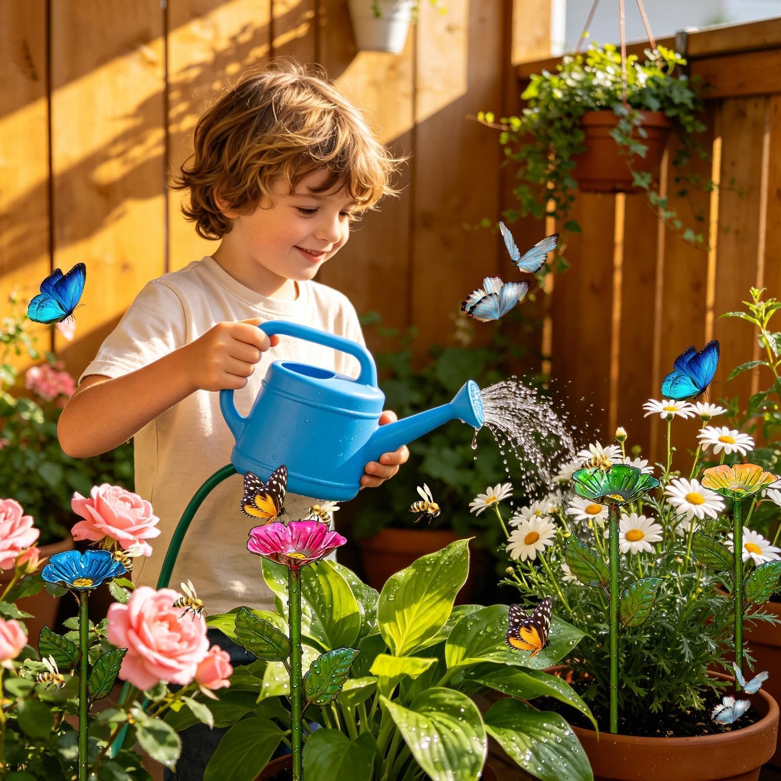 Abbeveratoio per impollinatore, 4 pezzi, decorazione da giardino, in plastica, ideale per api e farfalle in giardino