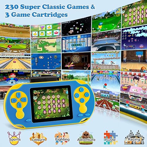 Miniatura 2 de Juego de mano de 16 bits para niños, reproductor de videojuegos con 230 juegos HD integrados, pantalla de 3.0 pulgadas, máquina electrónica retro