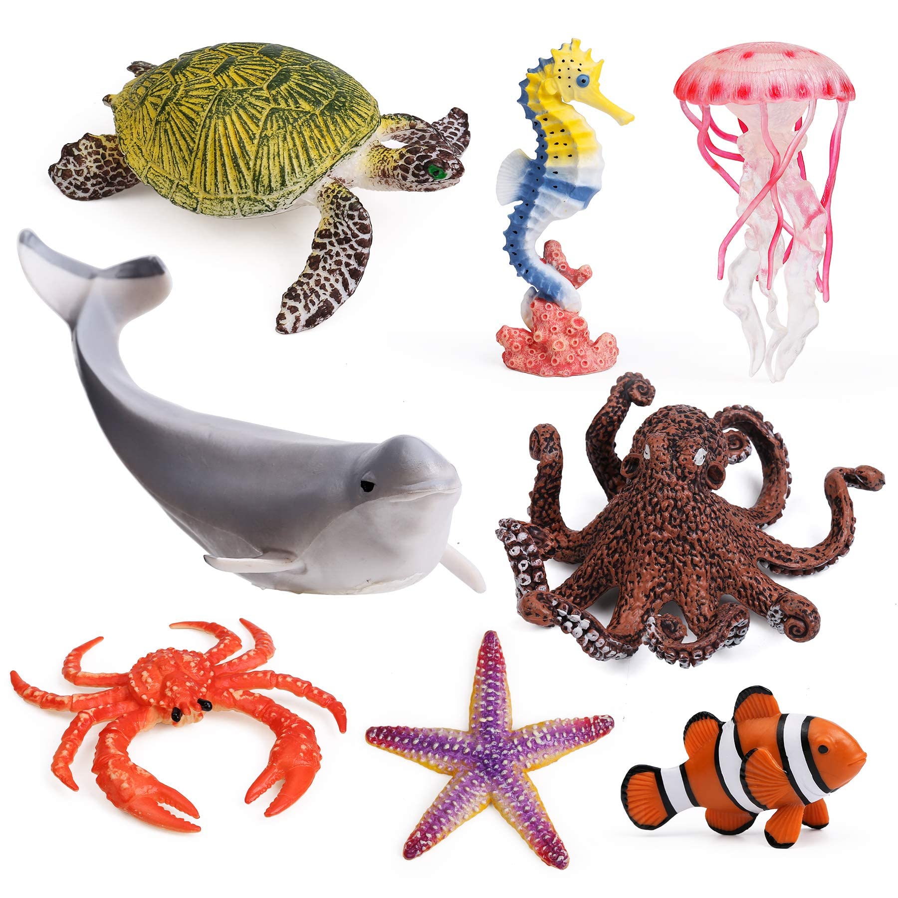 KASTWAVE Animal Figures, Realistic Ocean Toy Playset for Kids Cake Toppers Decoration Realistic Plastic Zoo Play Set Small Toys opper Party Favors (8pcs)