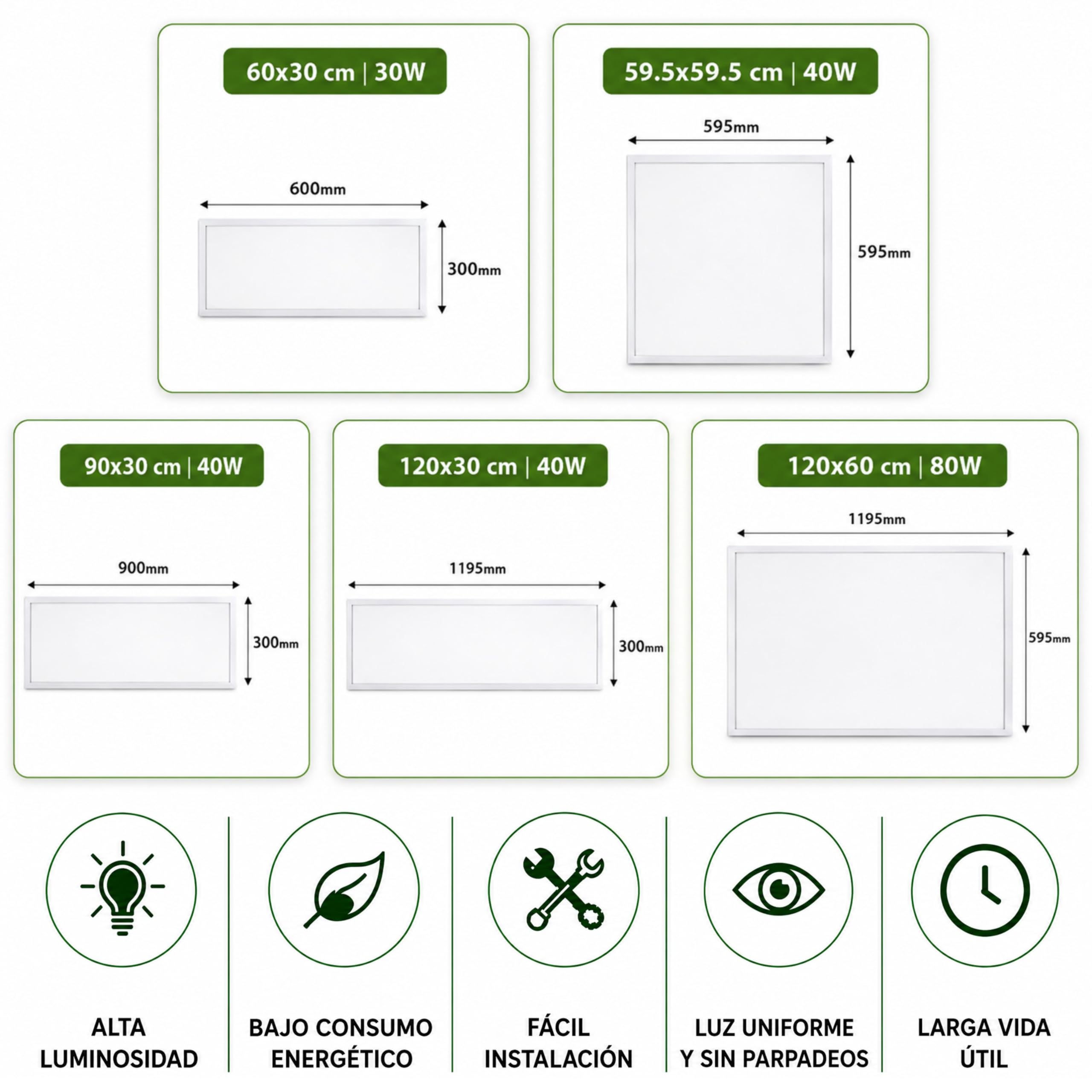 CLAR - Plafon LED Techo, Plafones Para Techo LED, Candeeiro Teto Cozinha, Candeeiro De Teto, Lampara Cocina, Lampara 60x60 CCT (Selector de Color Blanco Calido, Neutro y Frio) (Pack 1)