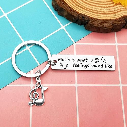 Miniatura 6 de Heigebi 6 llaveros de música, regalo para amantes de la música, regalos para hombres, mujeres, estudiantes, adolescentes, nota musical, llavero de