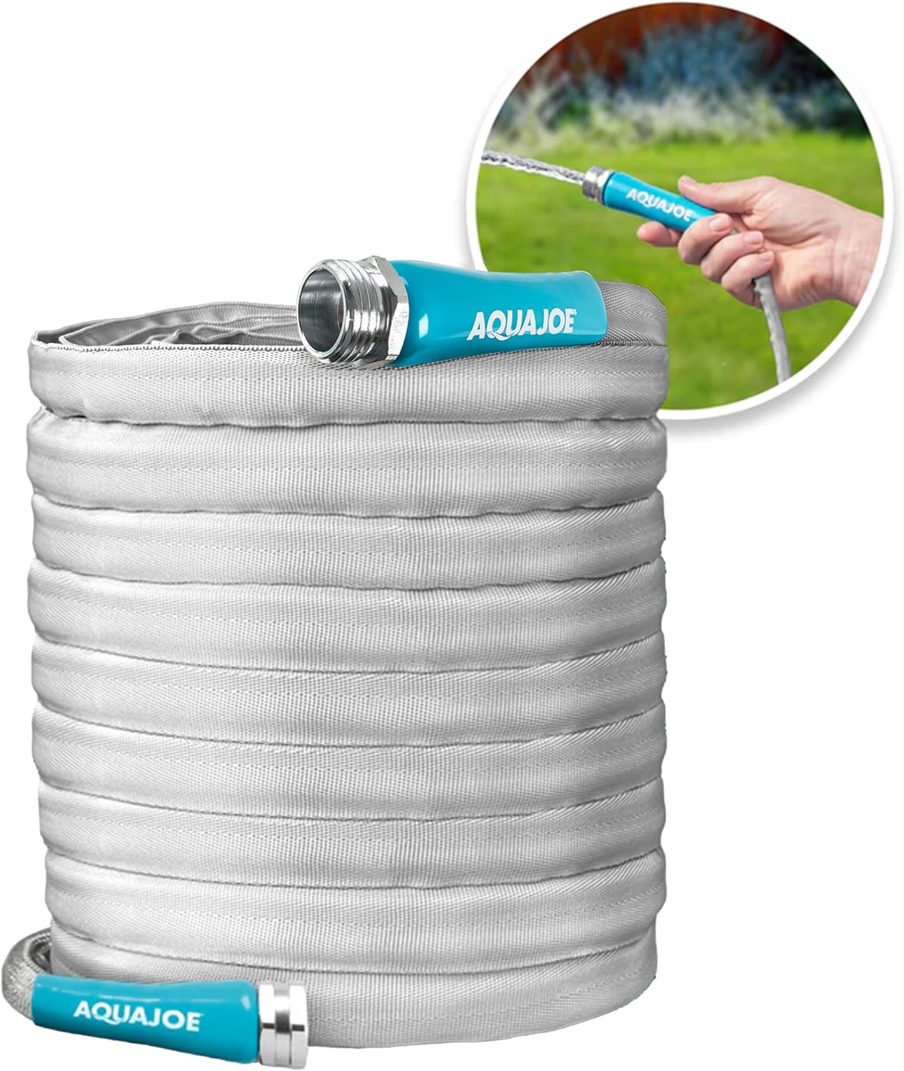 Aqua Joe AJFJH100-PRX Xtreme Fiberjacket Garden Hose, 100-Foot, Metal Fittings