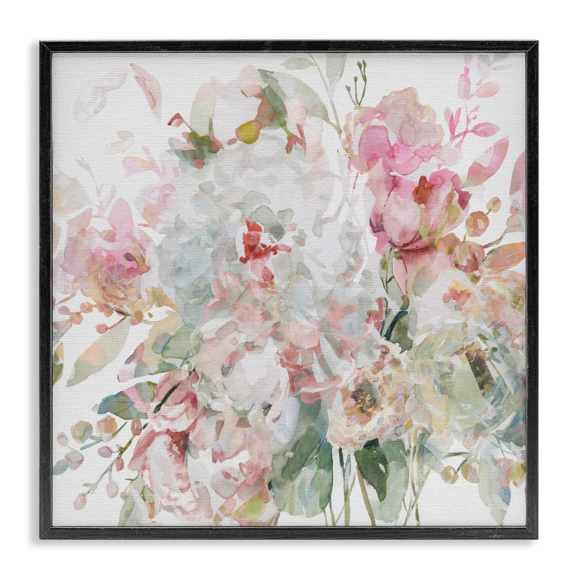Stupell Industries Midnight Black (Textured) 'Romantic Pastel Blossoms'| Framed Giclee Art