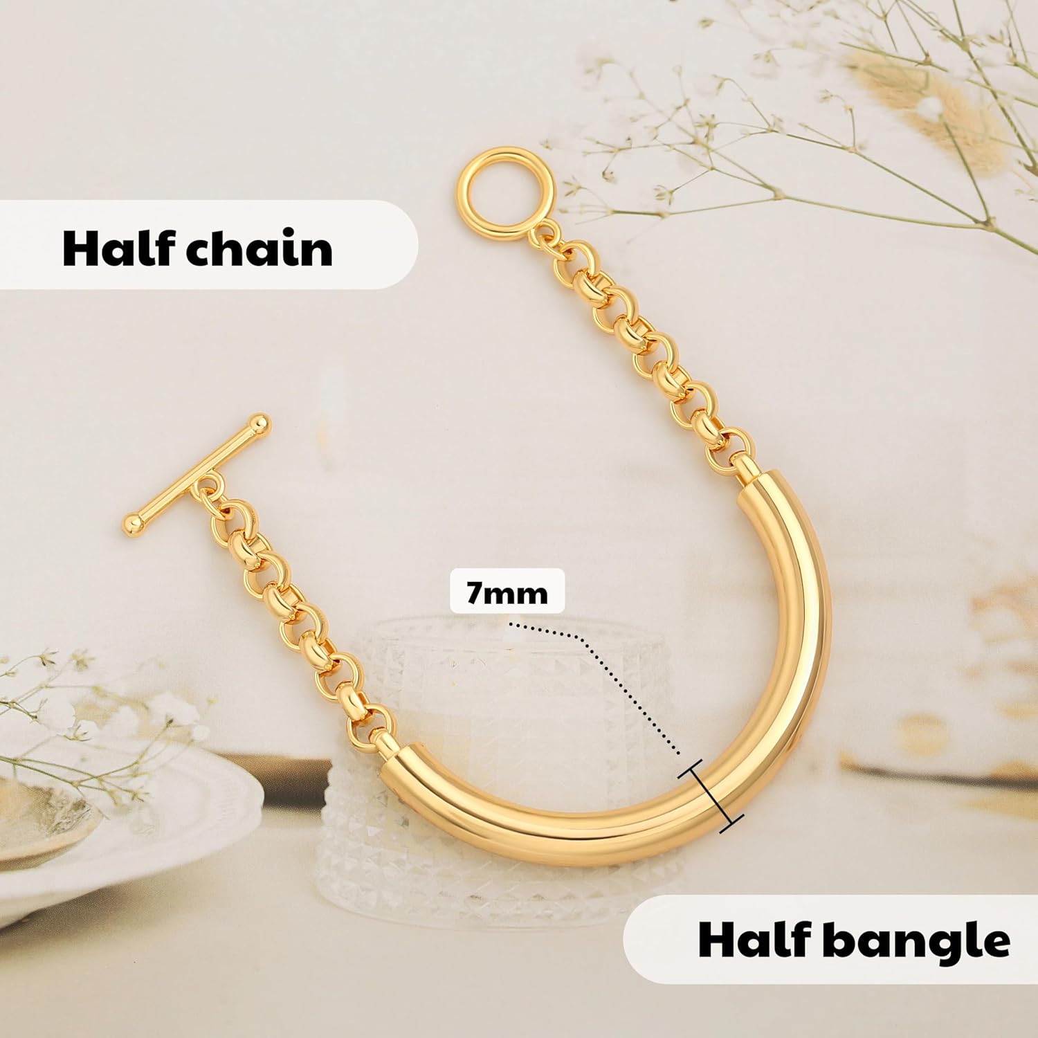 PEARLADA 18k Gold Plated Chain Layerd Bracelet Coin Charm Toggle Bracelet Trendy Cubic Zirconia Jewelry - Image 7