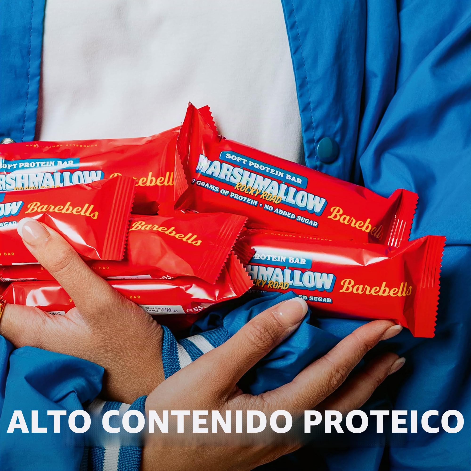 Barebells Soft Protein Bar - Barra alta en proteínas de 17 g, barra baja en azúcar, sin aceite de palma - Marshmallow Rocky Road, 12 x 55 g