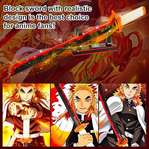 Miniatura 4 de Juego de construcción de espadas para Flame Hashira, bloque de espada de juguete de anime para cosplay, destructor de demonios, kit de modelo de