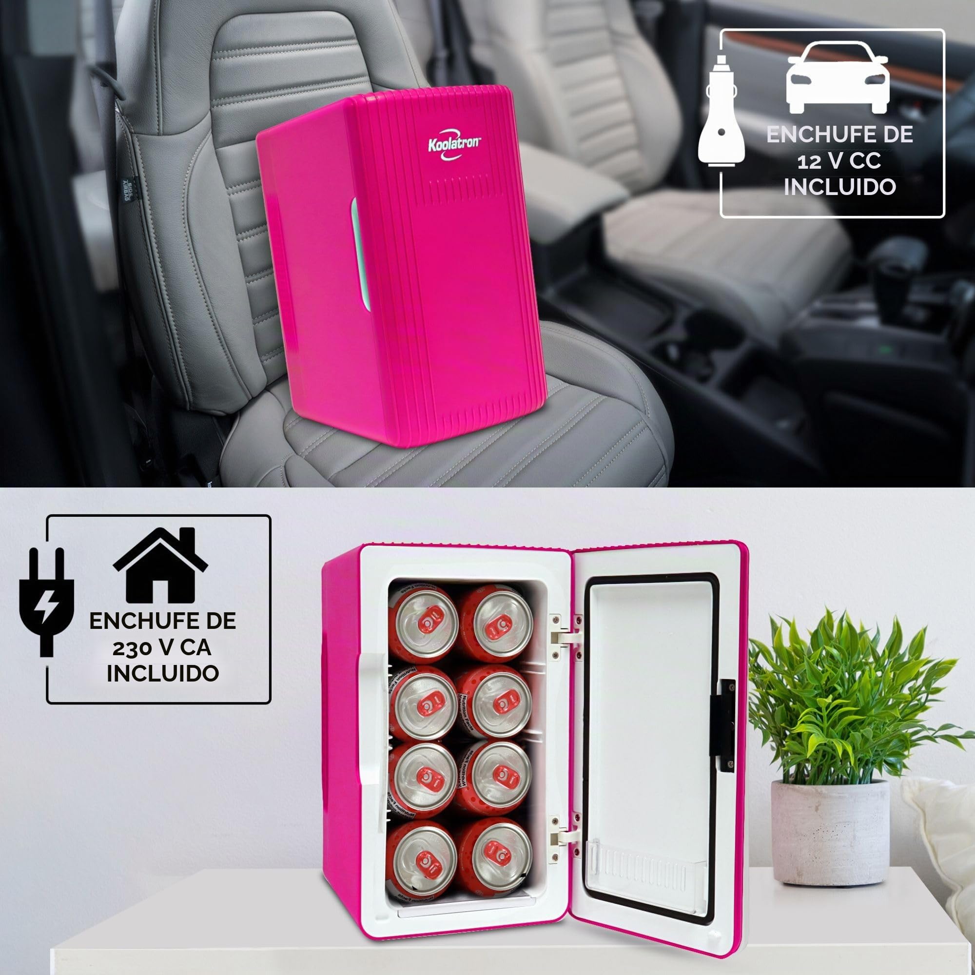 Koolatron Retro Mini Nevera 6L Pequeña Nevera para Dormitorio CA 220V/ CC 12V para Coche Enfriar y Calentar Mini refrigerador para Dormitorio, Oficina, Escritorio (Rosa)