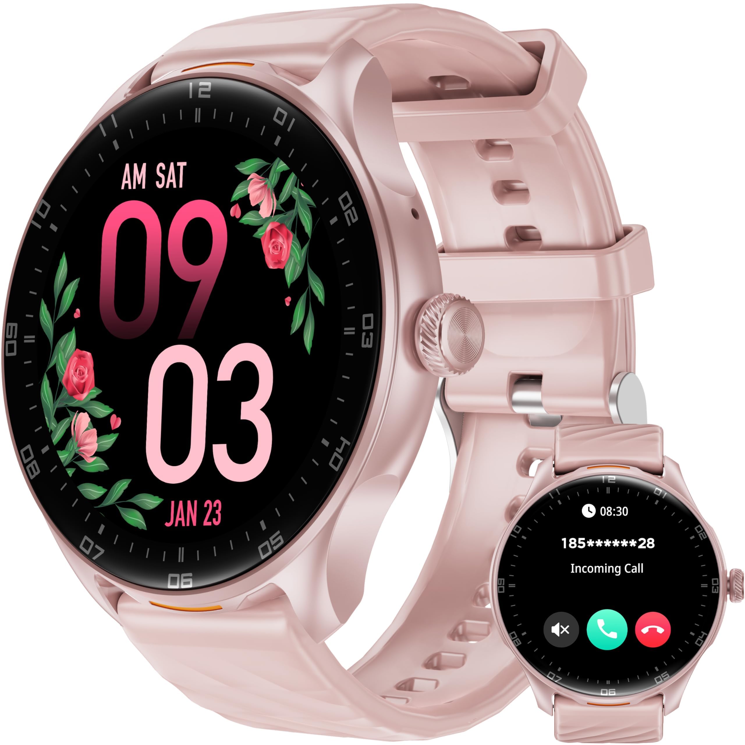 OUKITEL Smartwatch Donna Uomo, 1.39" Orologio Smartwatch con Effettua/Risposta Chiamate, 100+Modalità Sportive Impermeabile IP68, Smart Watch con Monitoraggio del Sonno/SpO2/Contapassi per IOS/Android