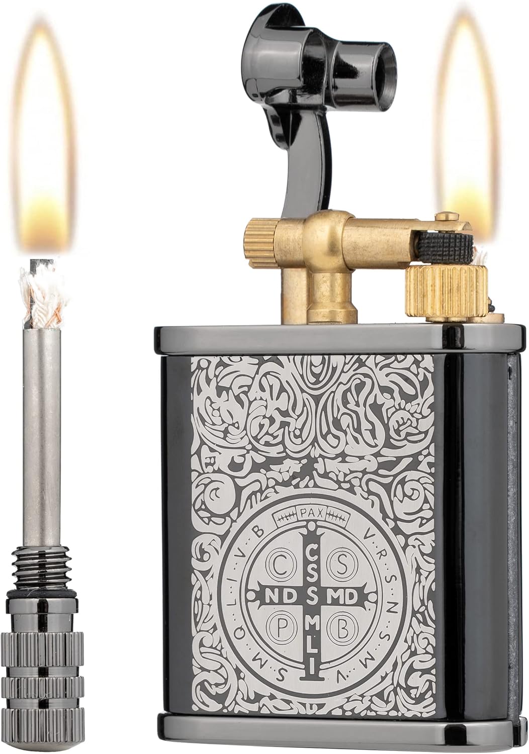 2 in 1 Lighter Permanent Match Antique Style Lift Arm