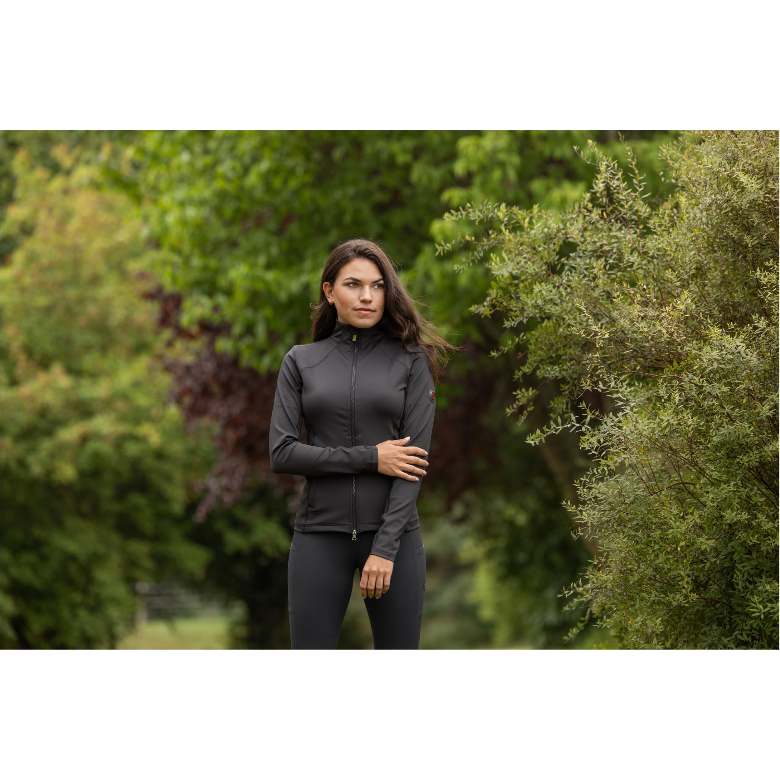 Covalliero - Damen Reitjacke Anniversary – Reiterjacke mit 2-Wege-Reißverschluss – Sportjacke mit 4-Wege-Stretch & 2 Taschen – Stretchjacke – Reitbekleidung in Graphite & 5 Größen