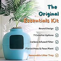 Vista 135 de Good Pet Stuff Kit original de caja de arena oculta y forro reutilizable, maceta redonda cerrada con plantas artificiales, sistema de filtro de olor