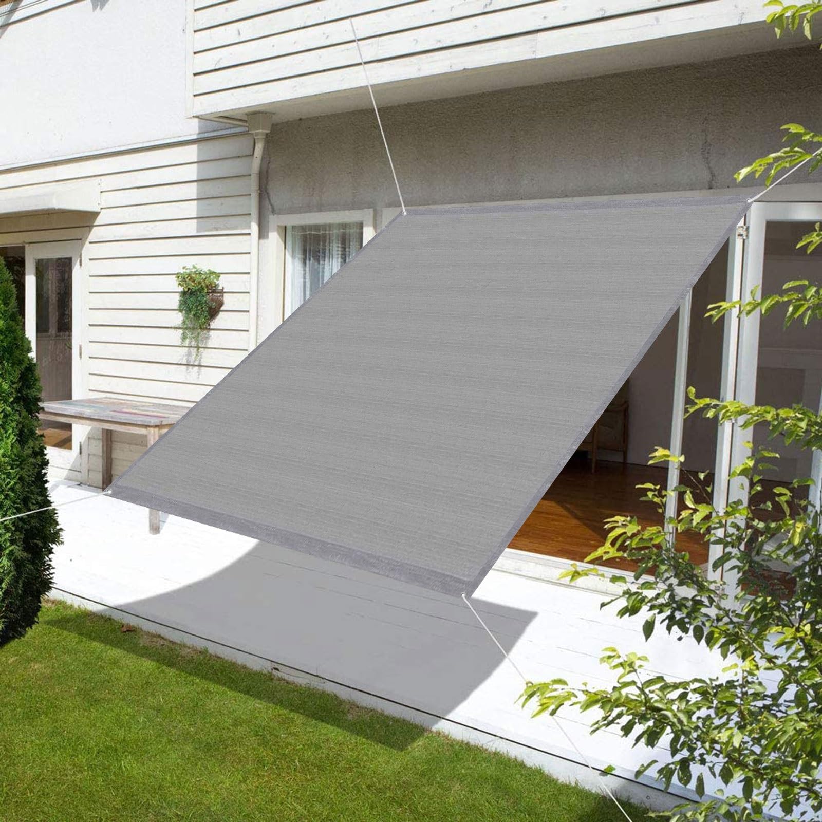 Toile ombrage 2.6 x 2.6 m gris filet solaire avec cordes