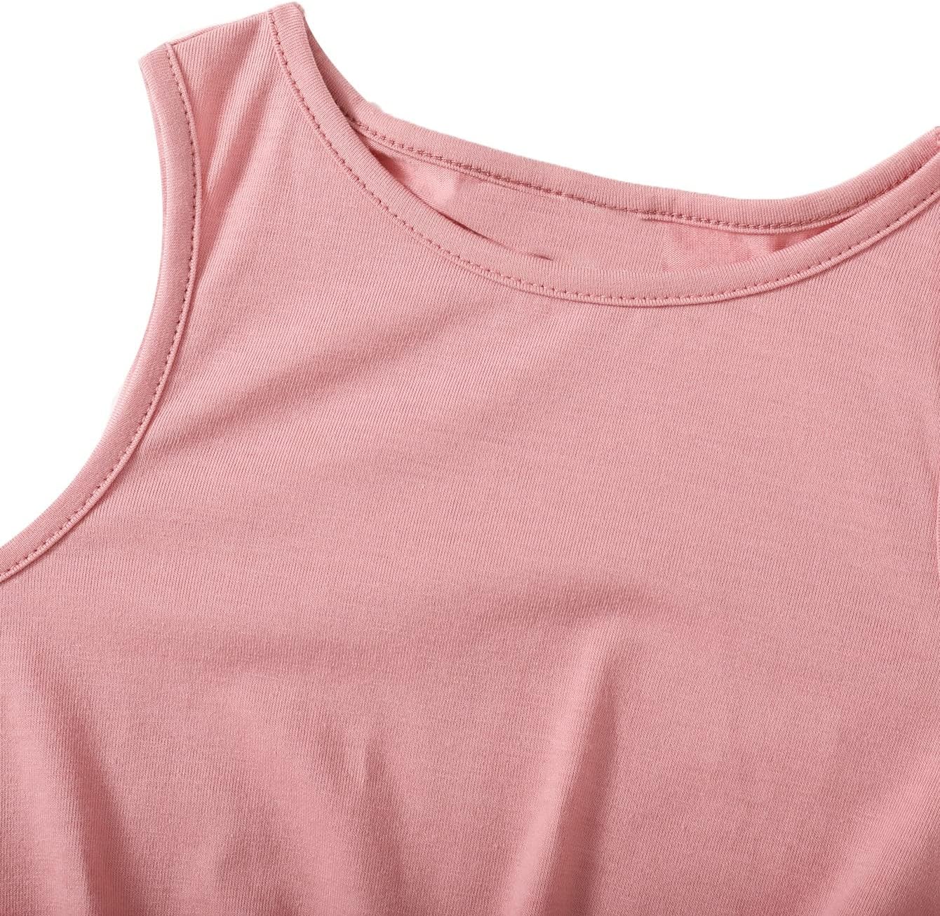 OYOANGLE Girl's 2 Piece Outfits Summer Tie Knot Tank Top and Paperbag Waist Striped Shorts Set - Image 5