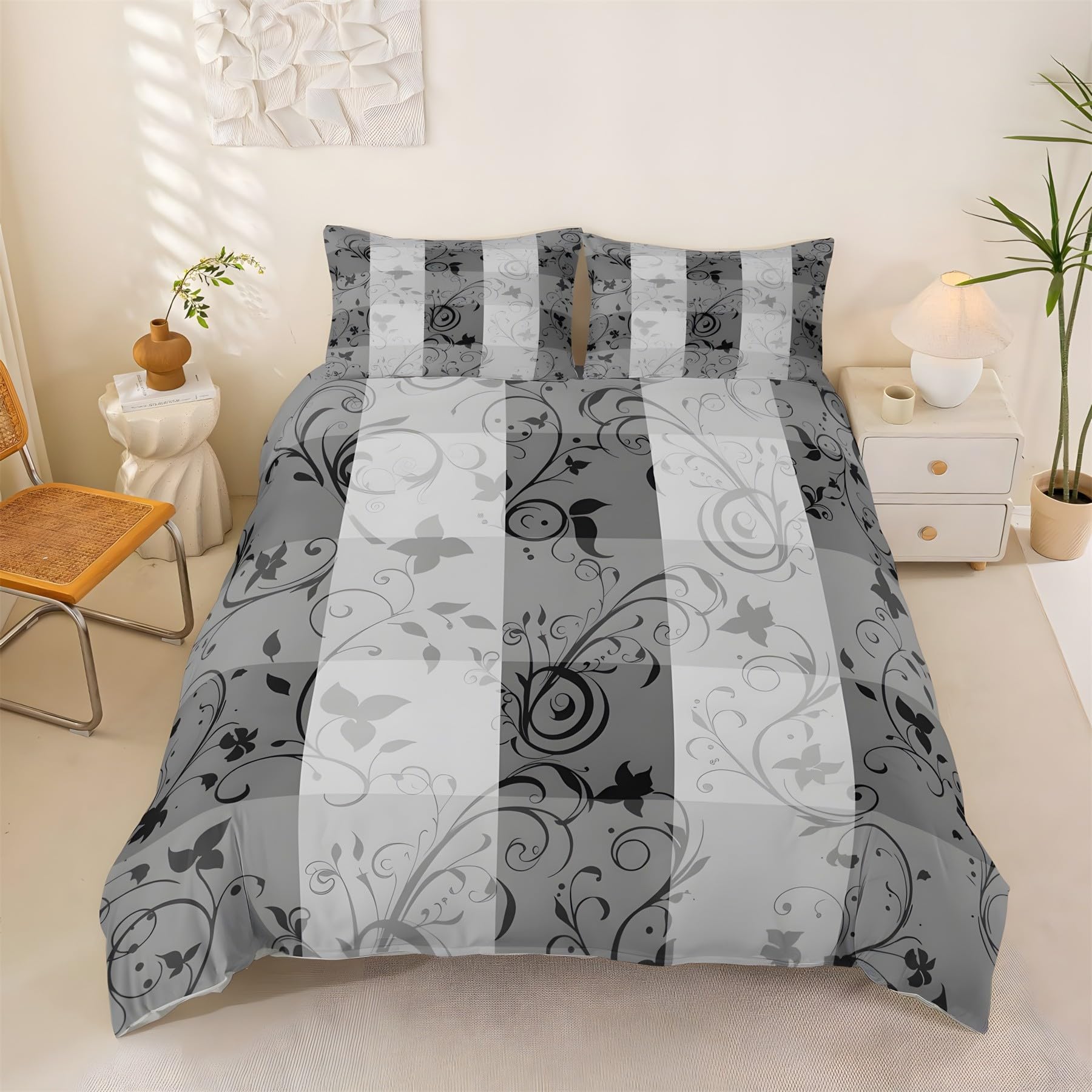 Housse de couette 200x200 cm grise hypoallergénique pour un sommeil apaisé et réparateur