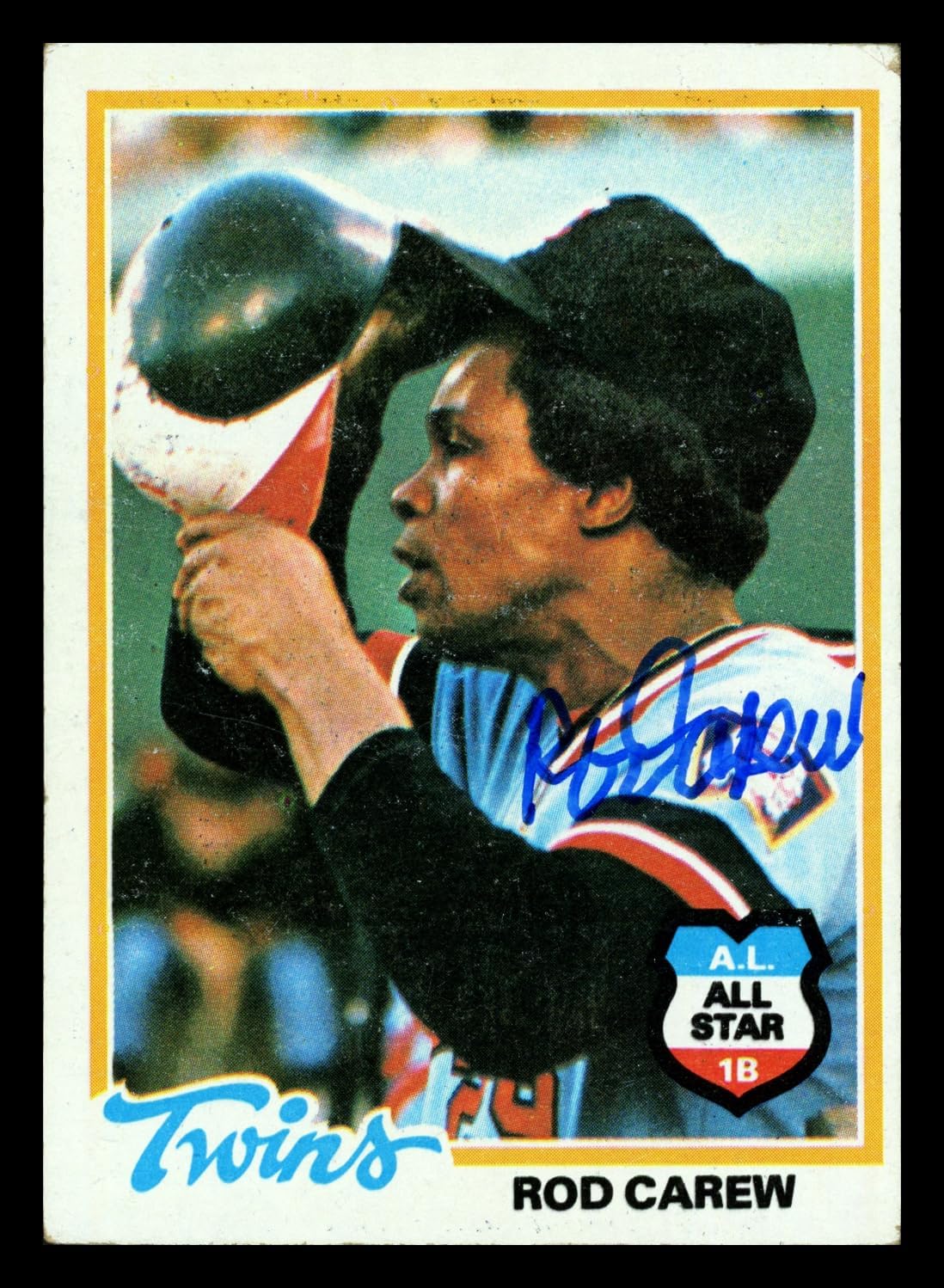 Rod Carew Autographed 1978 Topps Baseball Card #580 Twins Stock #211291
