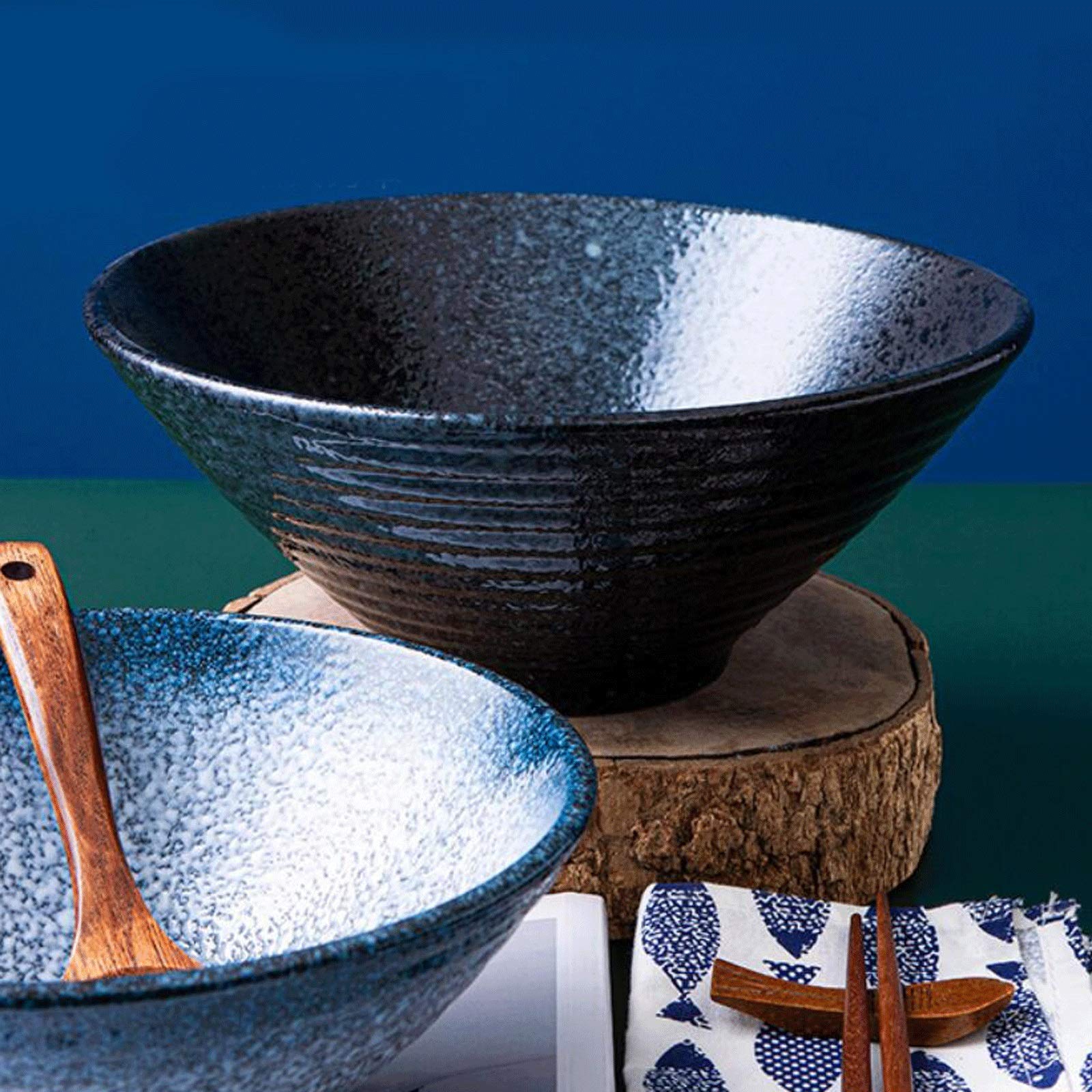 Teller- und Schüssel-Sets, Keramik-Reisschüssel für den Haushalt, 23,8 x 9,6 cm, Suppenschüssel mit großem Fassungsvermögen, Ramen-Schüssel, Restaurantgeschirr, Nudel-Re
