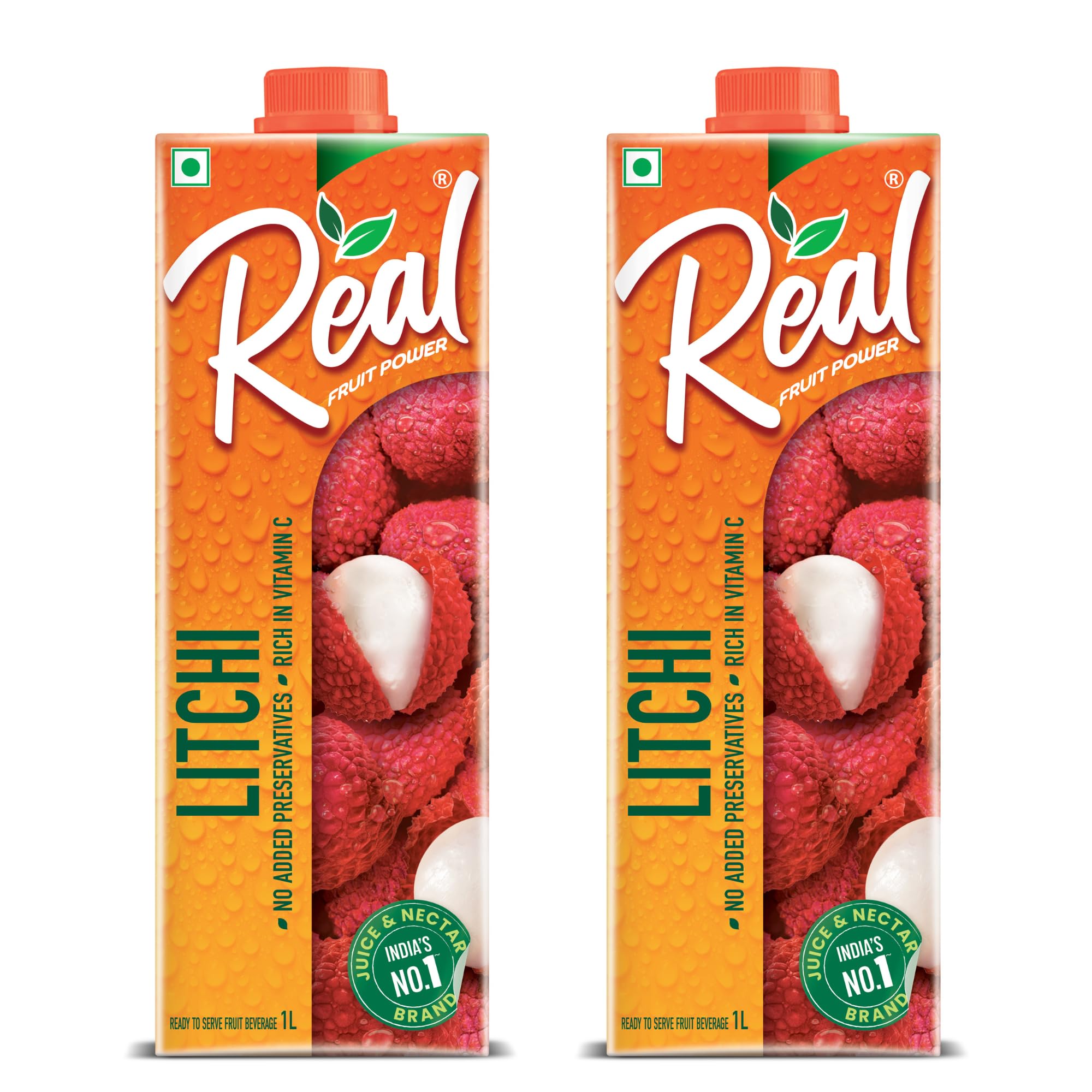 DABUR Real Litchi Fruit Juice -1L (Pack Of 2) | Rich In Vitamin C | No Added Preservatives, No Artificial Colors & Flavours | Daily Dose Of Fruit Nutrition | Tasty, Refreshing & Energising Drink