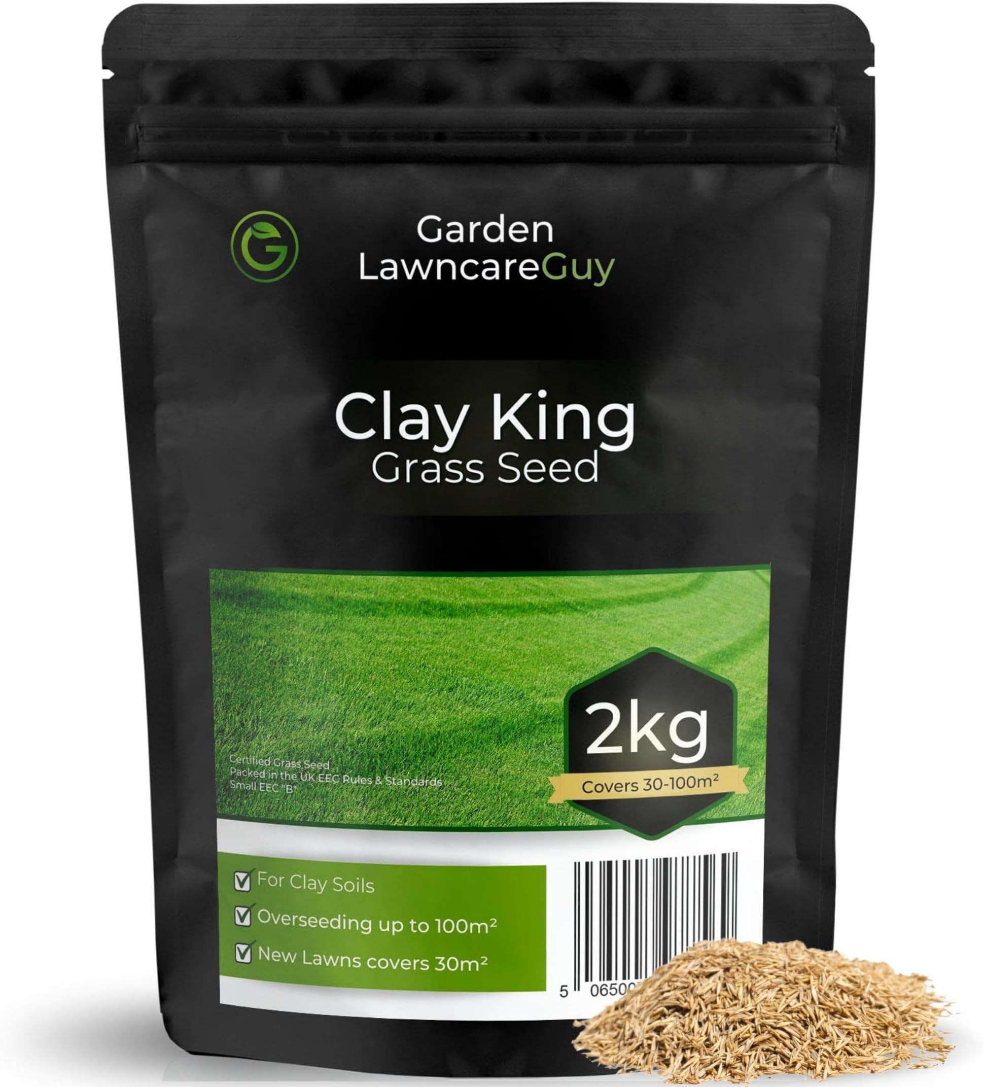 Clay King - Grass Seed for Clay Soil UK - Deep Rooting for Clay Lawns and New Builds - 2kg - Garden Lawncare Guy