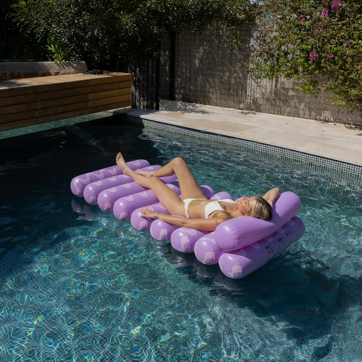 Flamingueo Luftmatratze Pool - Wassermatratze, Schwimmmatratze, Luftmatratze Strand, Wasserhängematte, Pool Zubehör Spaß, Tanning Pool (94 x 180 x 37 cm)